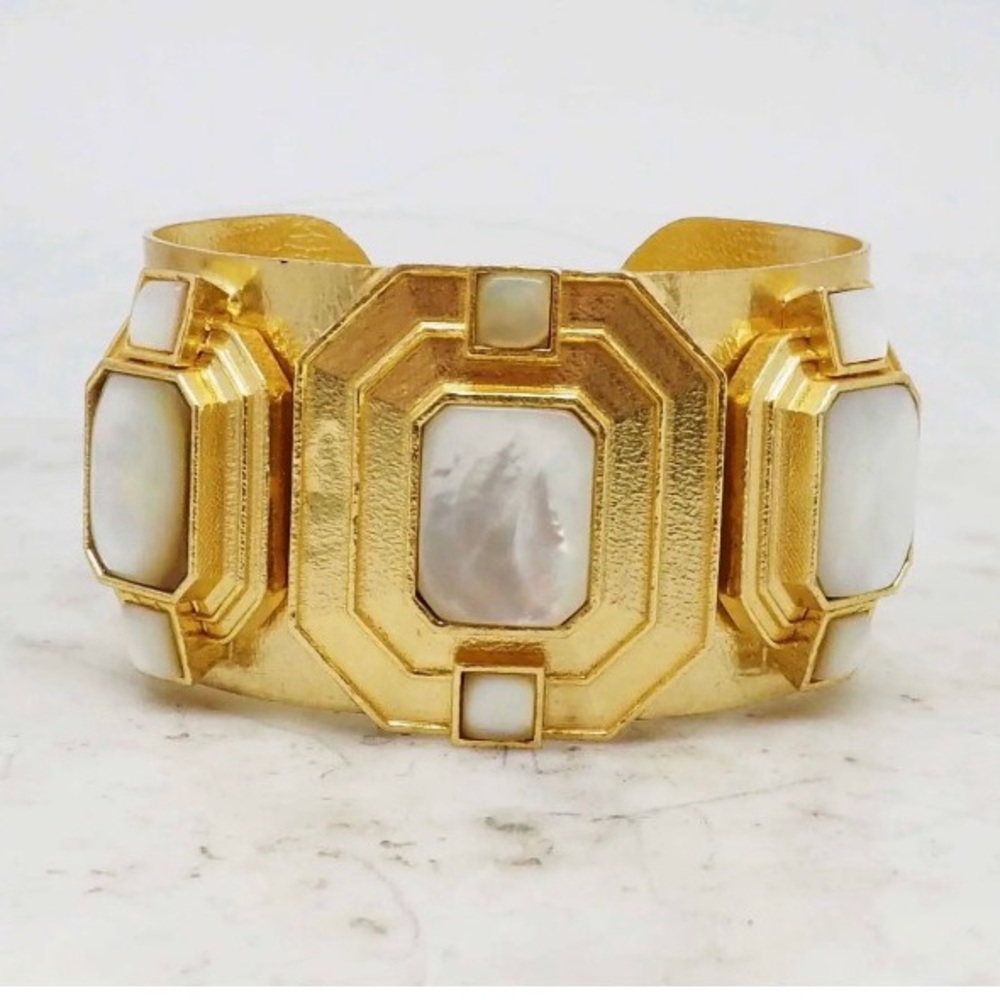 NIIKI Paris Art Deco Cuff Gold and Mother of Pearl